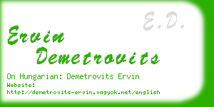 ervin demetrovits business card